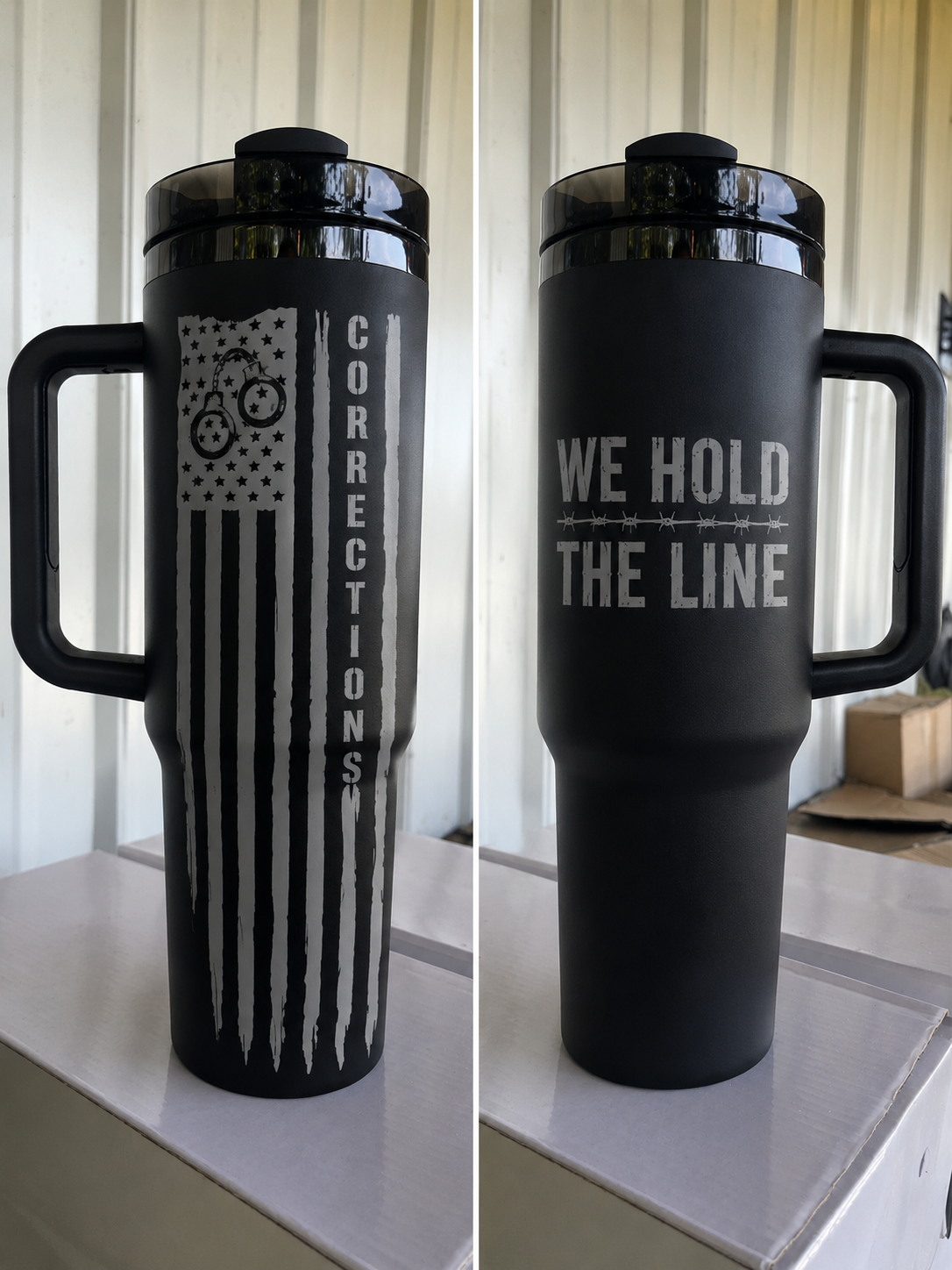 Corrections Officer 40oz Engraved Tumbler | We Hold The Line | Custom Laser Engraved Travel Mug