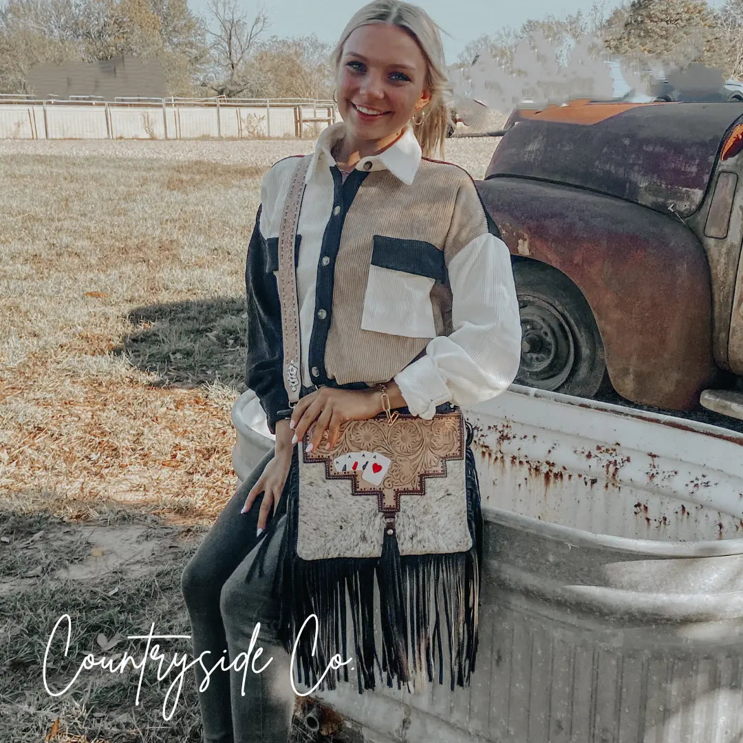 The Gambler Cowhide Fringe Purse Countryside Co.