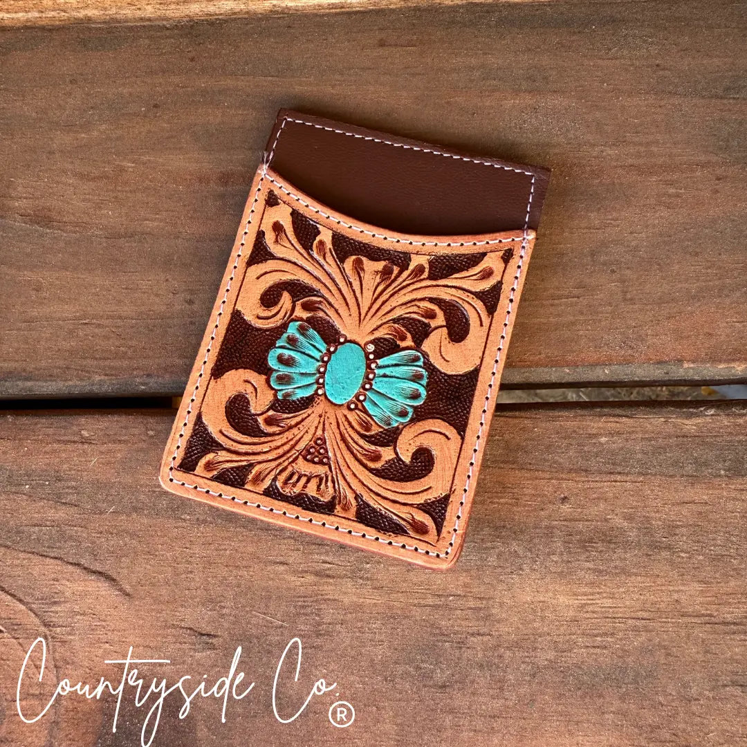 Tooled Leather Credit Card Holder Countryside Co.