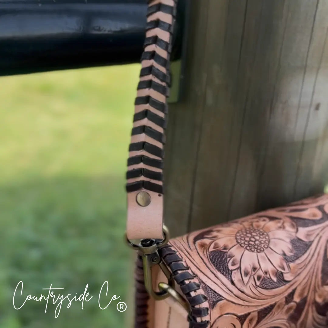 Countryside Charm Tooled Leather Clutch, Purse Countryside Co.
