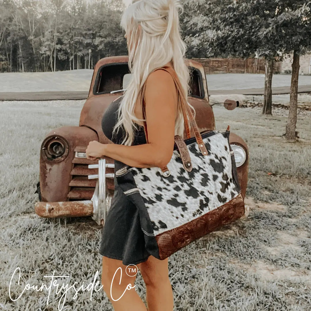Darby Cowhide Carry All Overnight Bag Countryside Co.