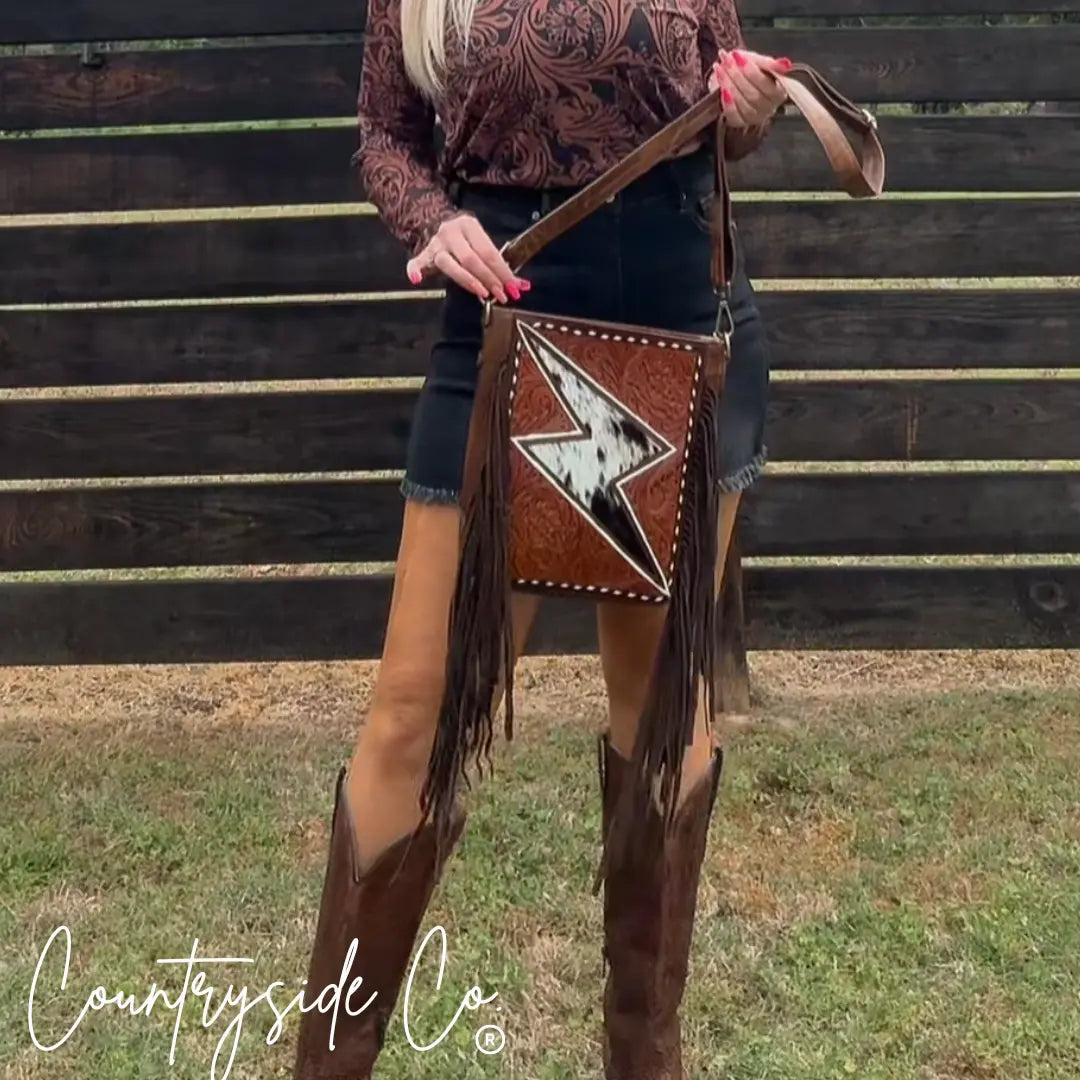 Bronco Bolt Tooled Leather Handbag Countryside Co.