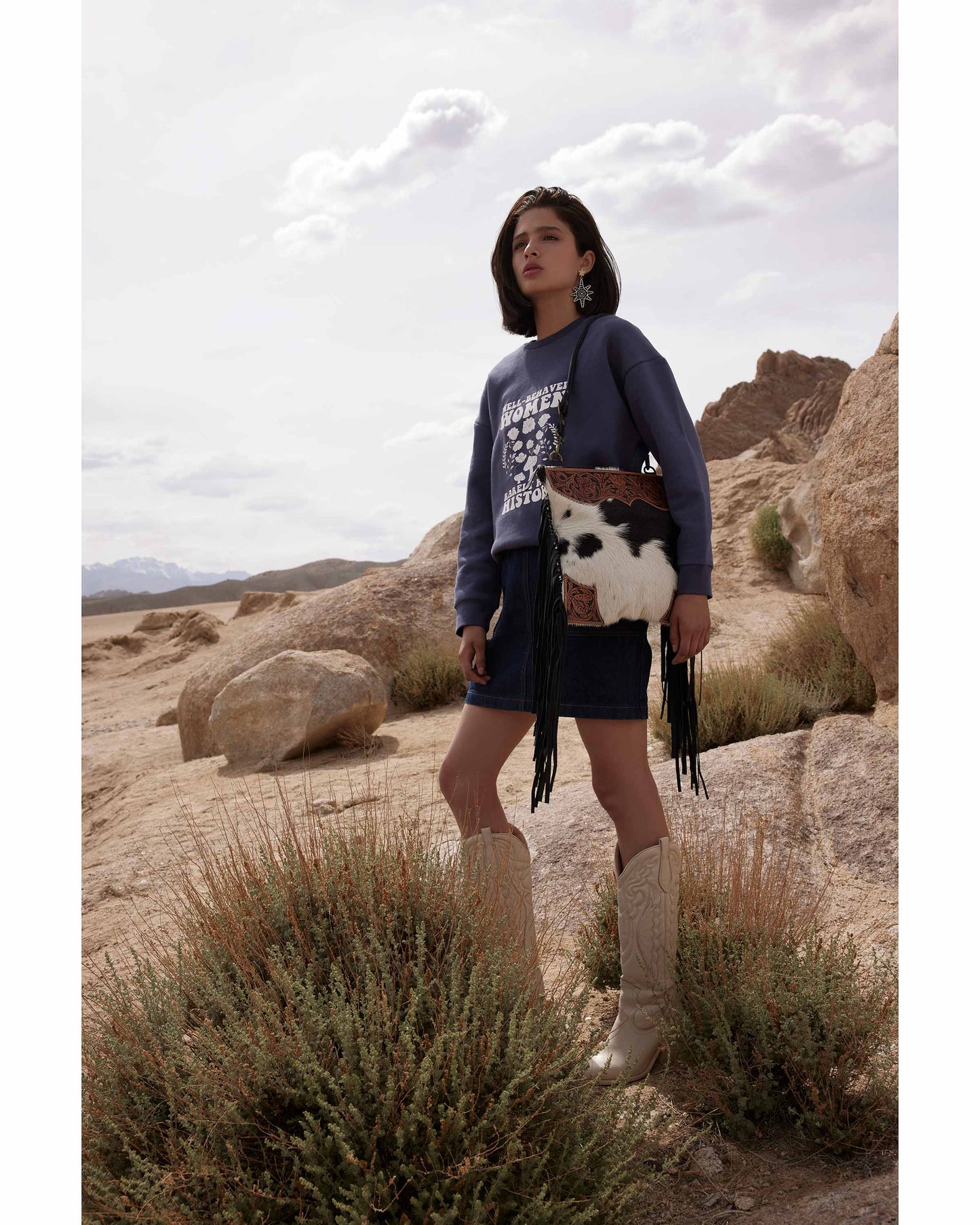 Tumbleweed Trail Fringed Hand-Tooled Bag Myra USA