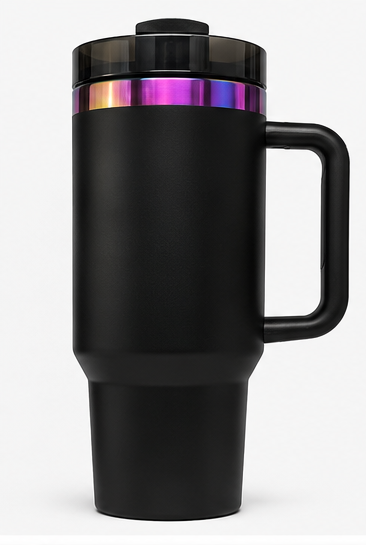 Black Rainbow 40oz Stainless Steel Tumbler with Handle