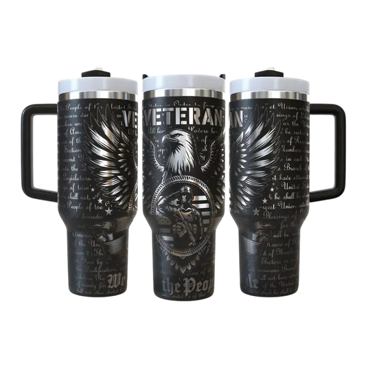Veteran Tribute – “We the People” 40oz Tumbler with Handle - Handmadeohio