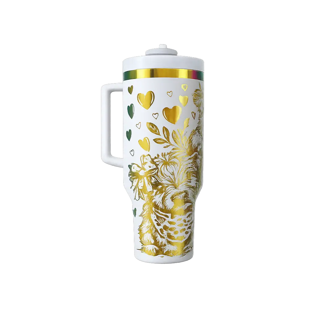 Be My Valentine Cow-Themed 40oz Tumbler with Handle - Handmadeohio