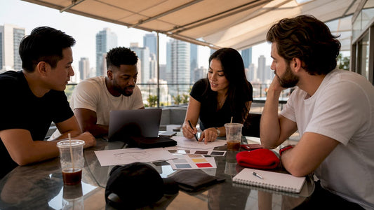 Startup team planning custom logo products