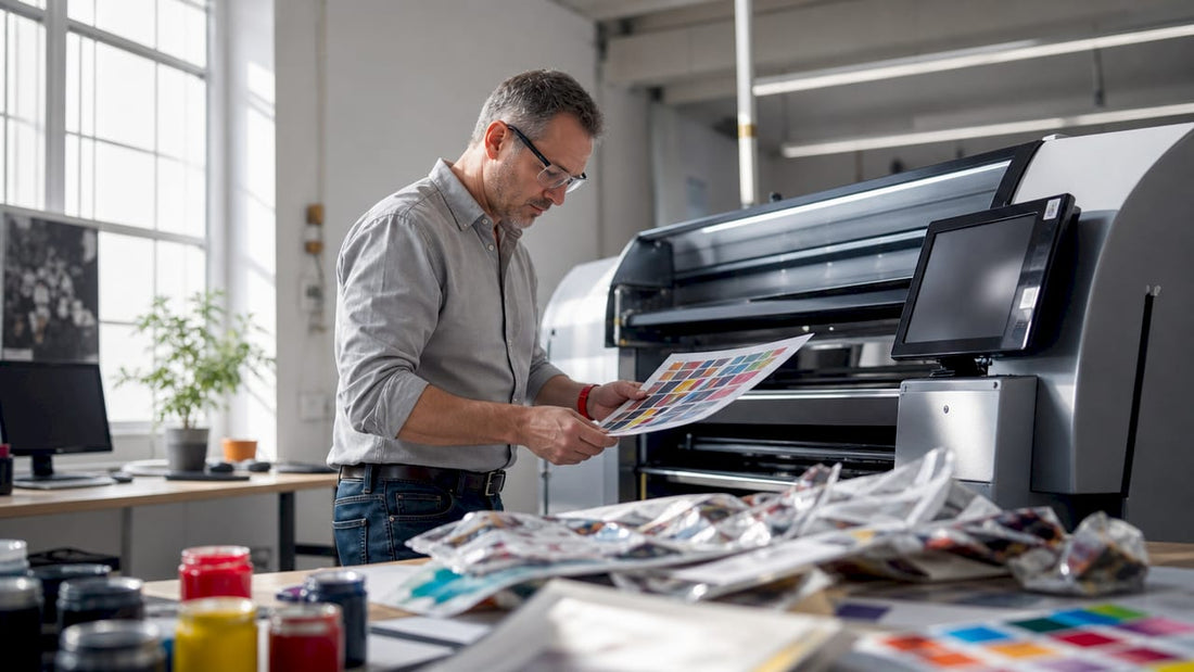 Print technician checking printed sheets