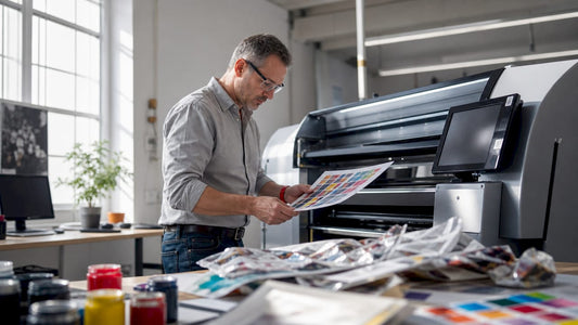 Print technician checking printed sheets