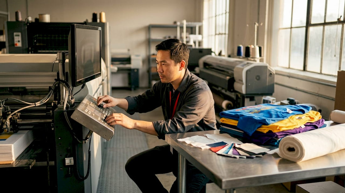 Print technician operating fast digital printer