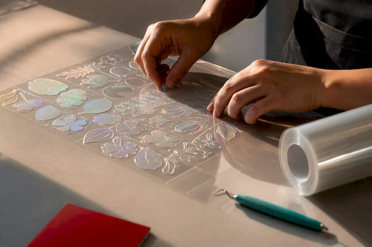 UV DTF decals arranged efficiently on transfer film