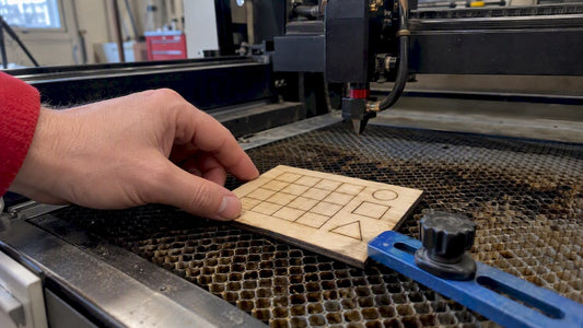 One-inch test grid on laser bed