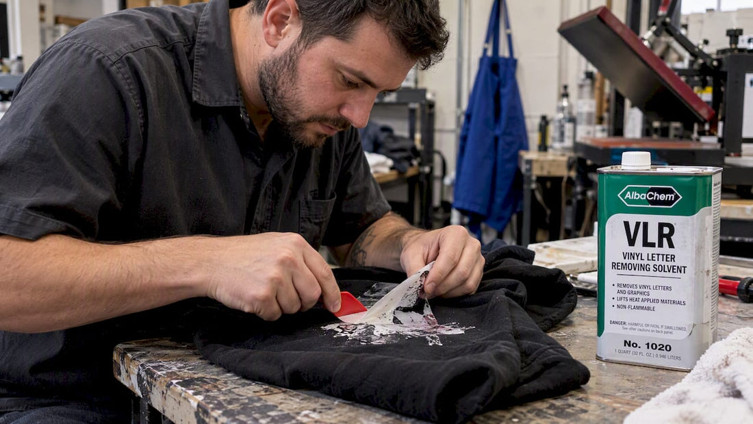 Technician lifting a DTF print with VLR
