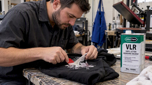 Technician lifting a DTF print with VLR