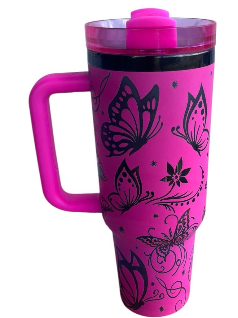 Butterfly Tumbler: Laser-Engraved 40oz Insulated Stainless Steel