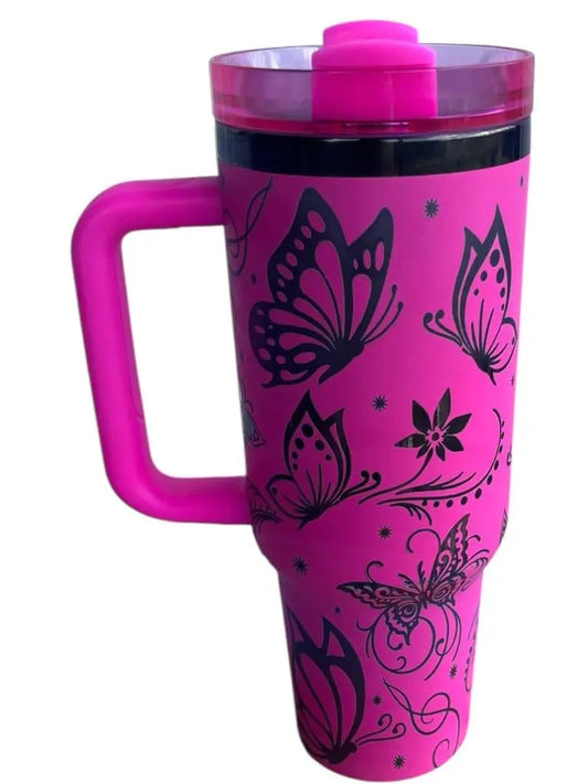 Butterfly Tumbler: Laser-Engraved 40oz Insulated Stainless Steel Handmadeohio