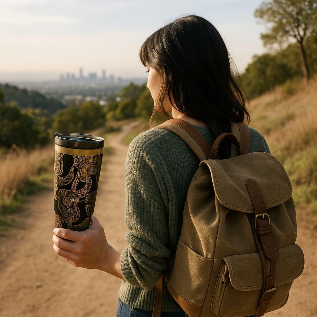 Engraved Gold Longhorn Skull Tumbler: Black Insulated 40oz Western Drinkware