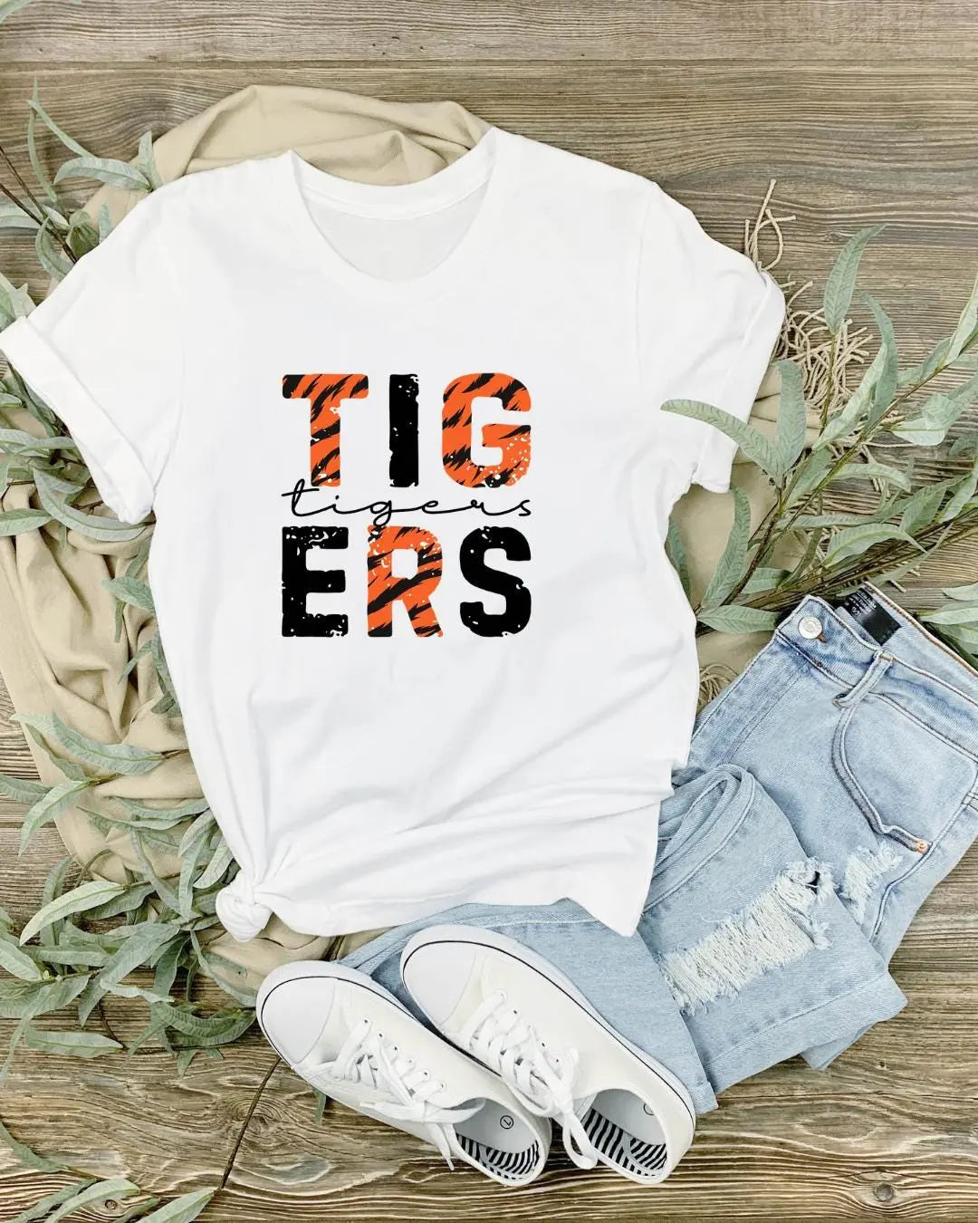 Tigers Spirit T-Shirt | Bold Tiger Stripe School Pride Tee Handmadeohio