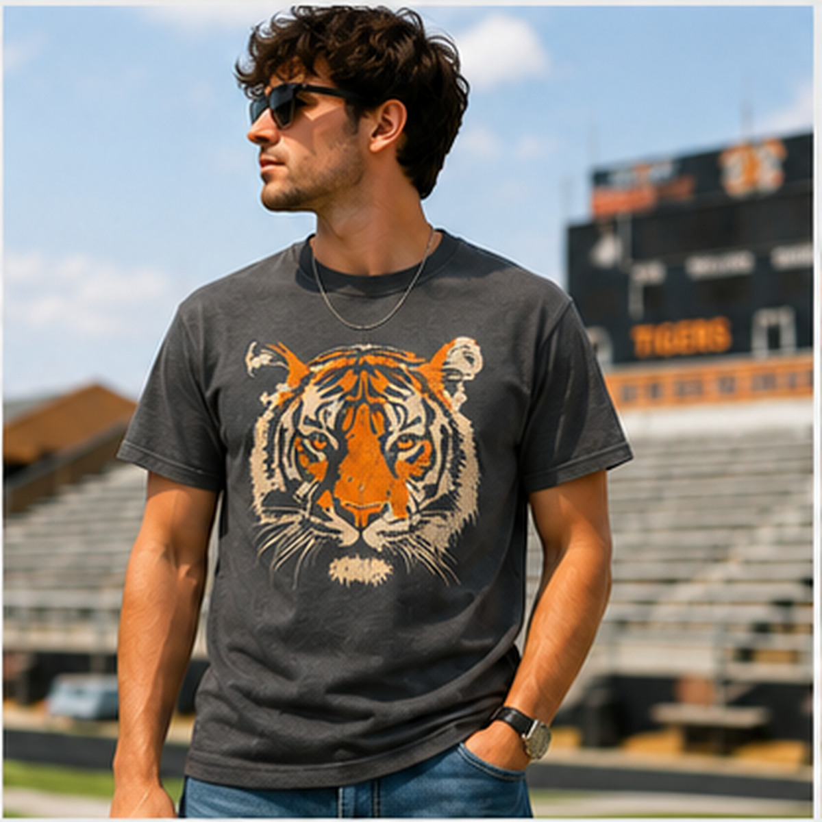 Vintage Tiger Graphic T-Shirt | Distressed Retro Tiger Tee