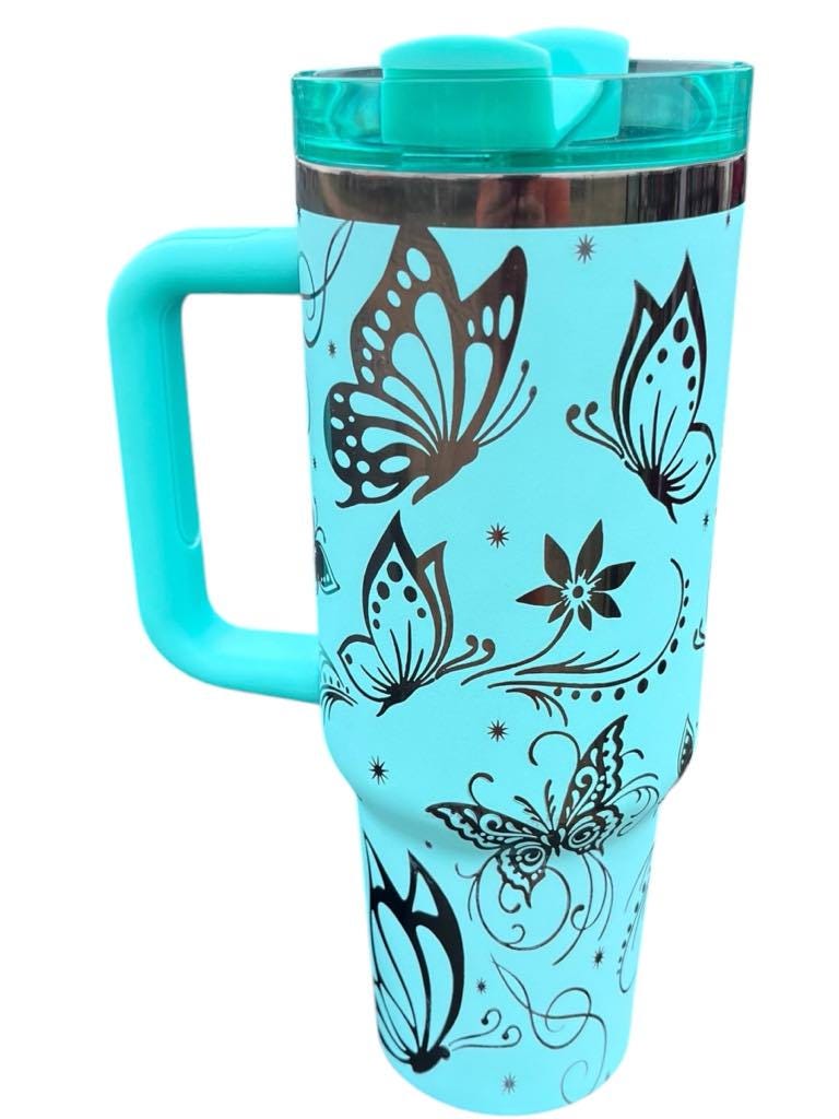 Butterfly Tumbler: Laser-Engraved 40oz Insulated Stainless Steel