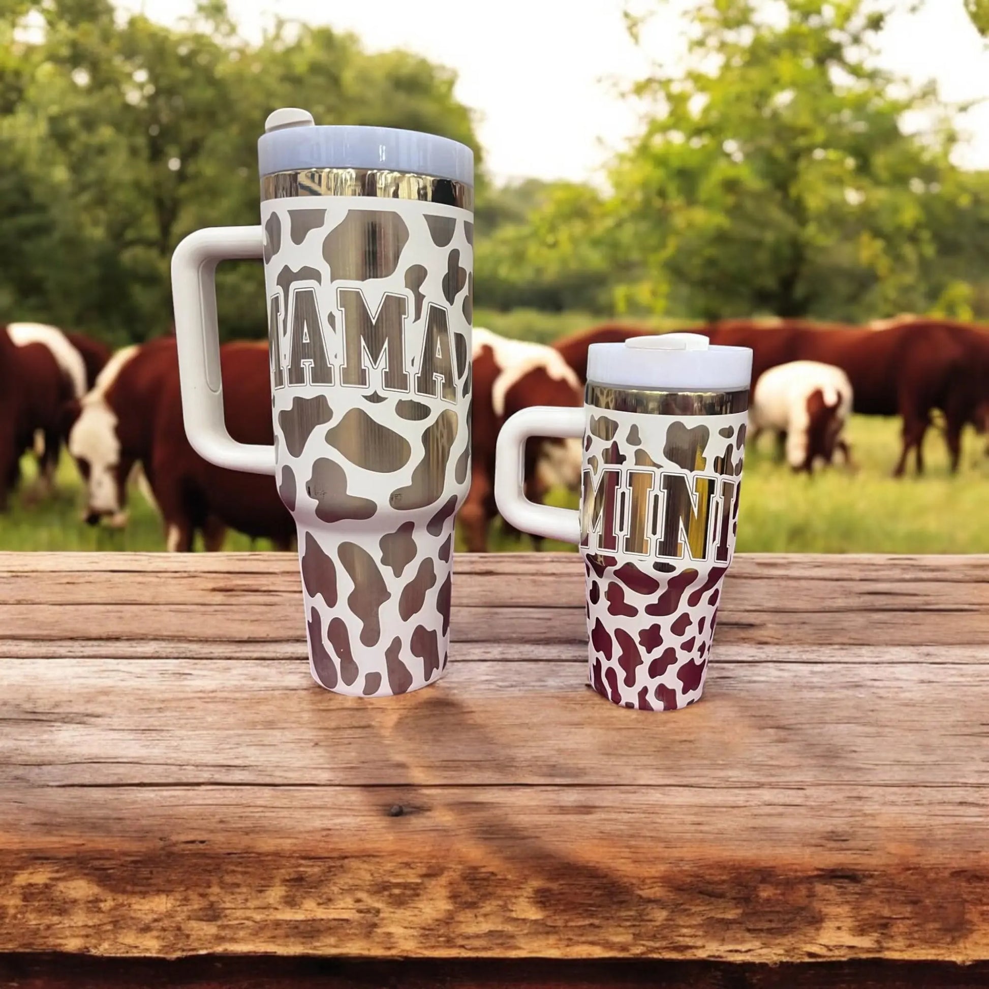 Mama & Mini Tumbler Set: Stainless Steel Cream Tumblers Handmadeohio