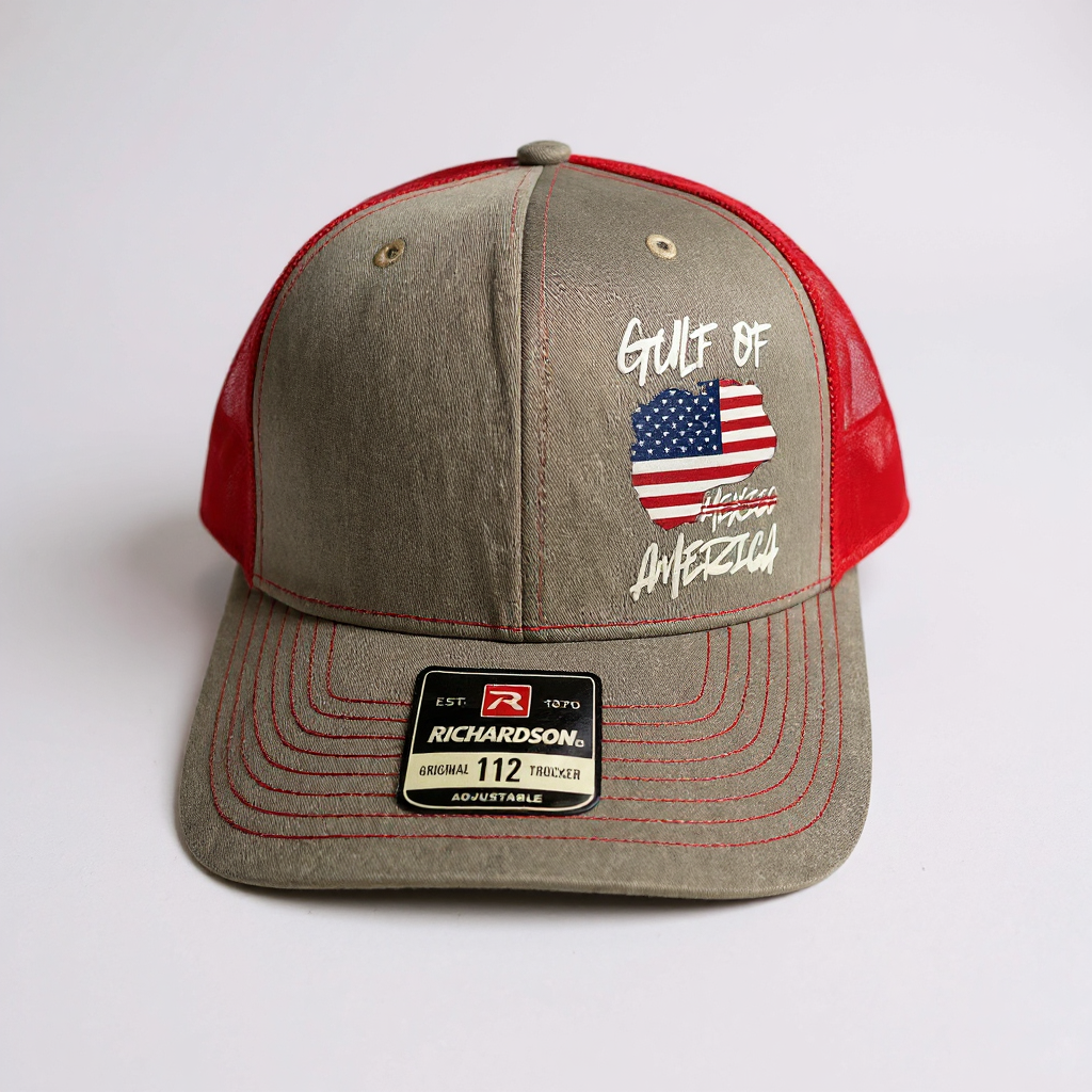 Gulf of America Richardson 112 Trucker Hat – Patriotic USA Flag Mesh Back Cap
