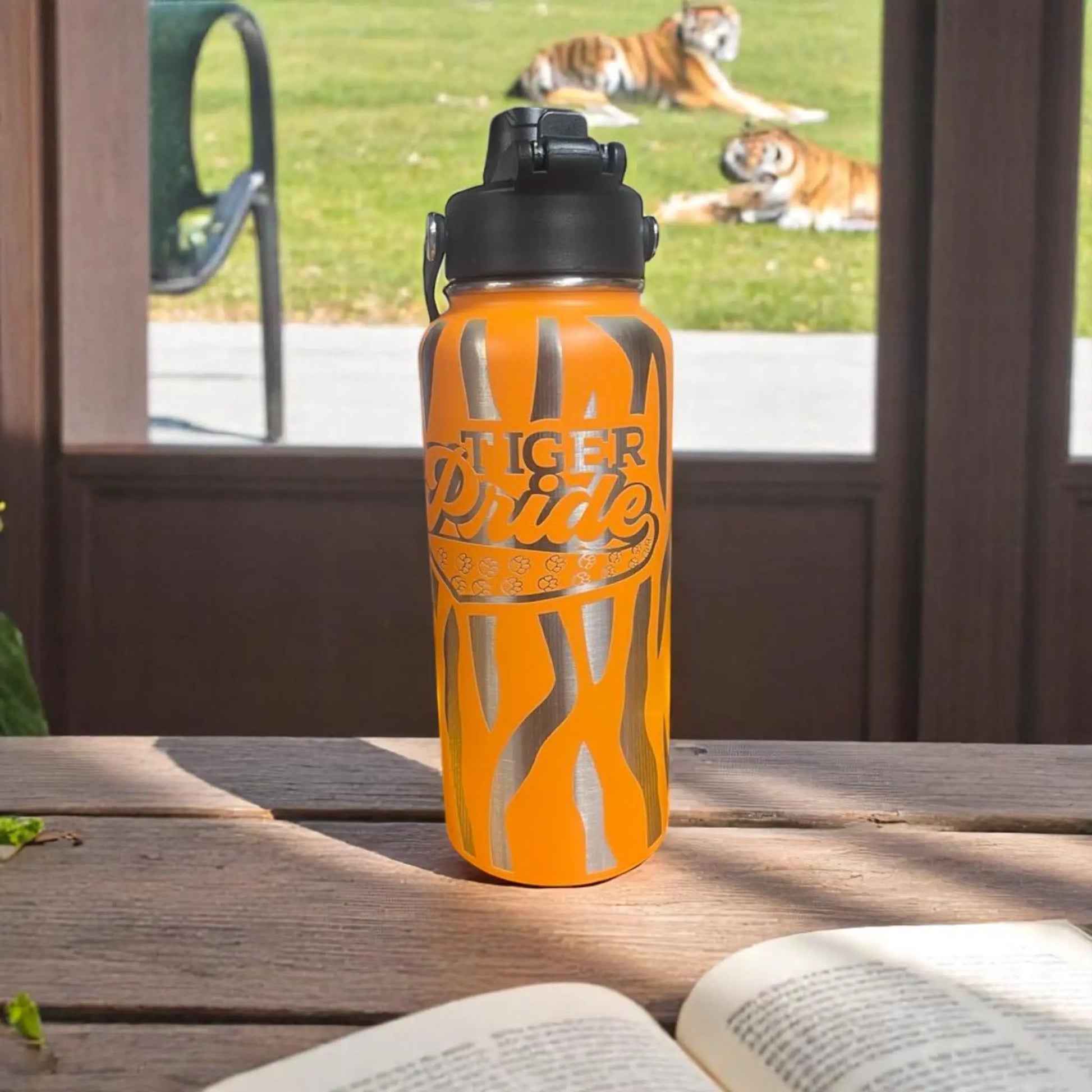 Tiger Pride Orange Water Jug: 32oz Sports Hydration Flask Handmadeohio