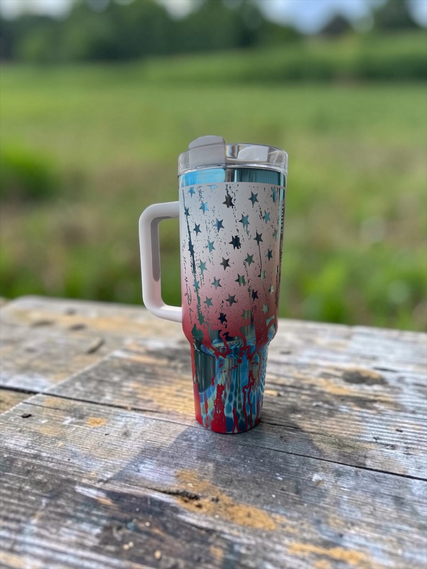 40oz Patriotic American Flag Tumbler – Laser Engraved Stars & Stripes Stainless Steel Mug