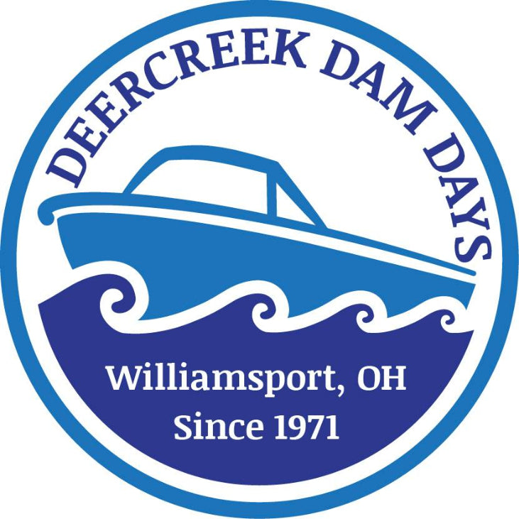 Deercreek Dam Days featuring a boat and waves with text about Williamsport, OH.
