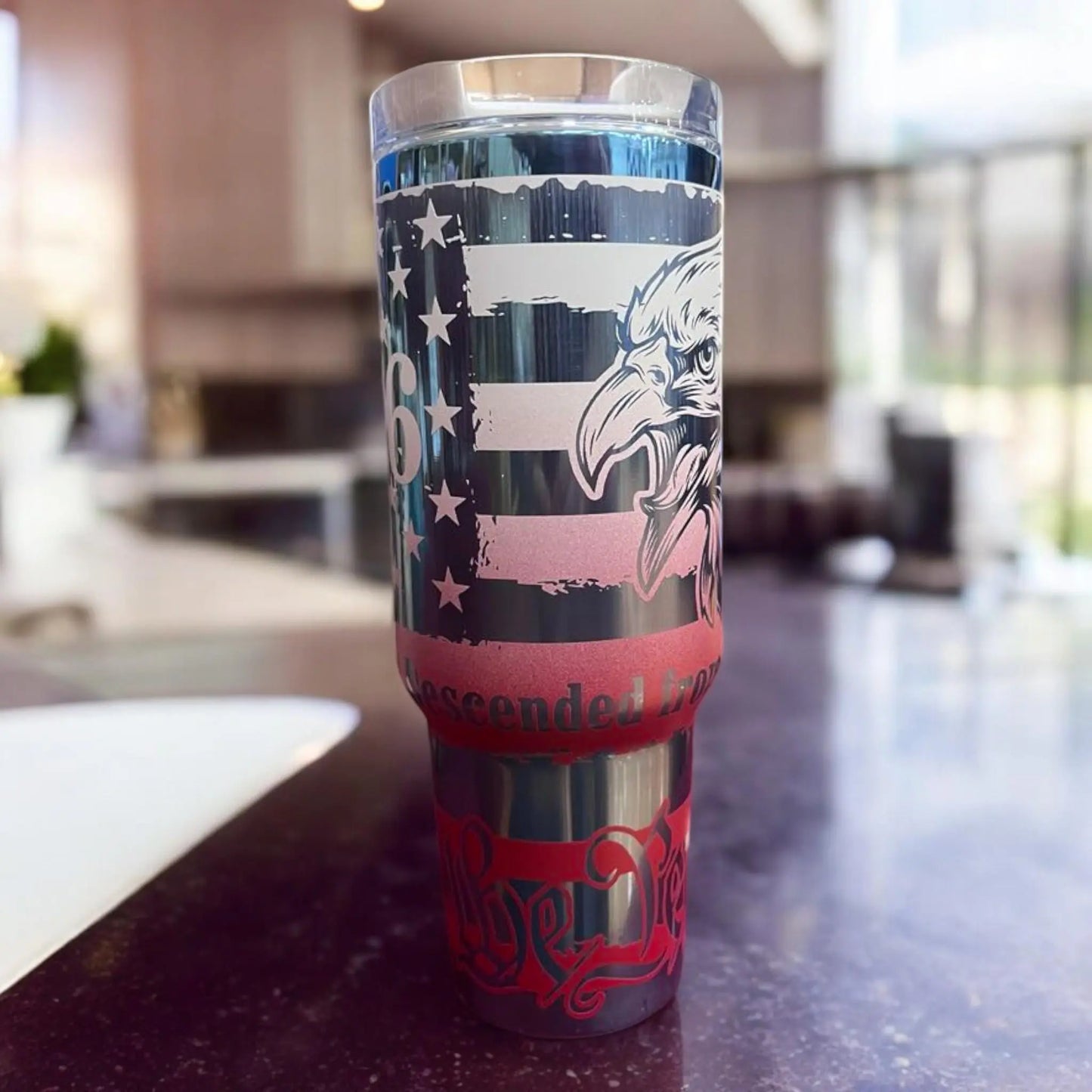 American Tumbler 40oz: 1776 Eagle & Stars Patriotic Drinkware Handmadeohio