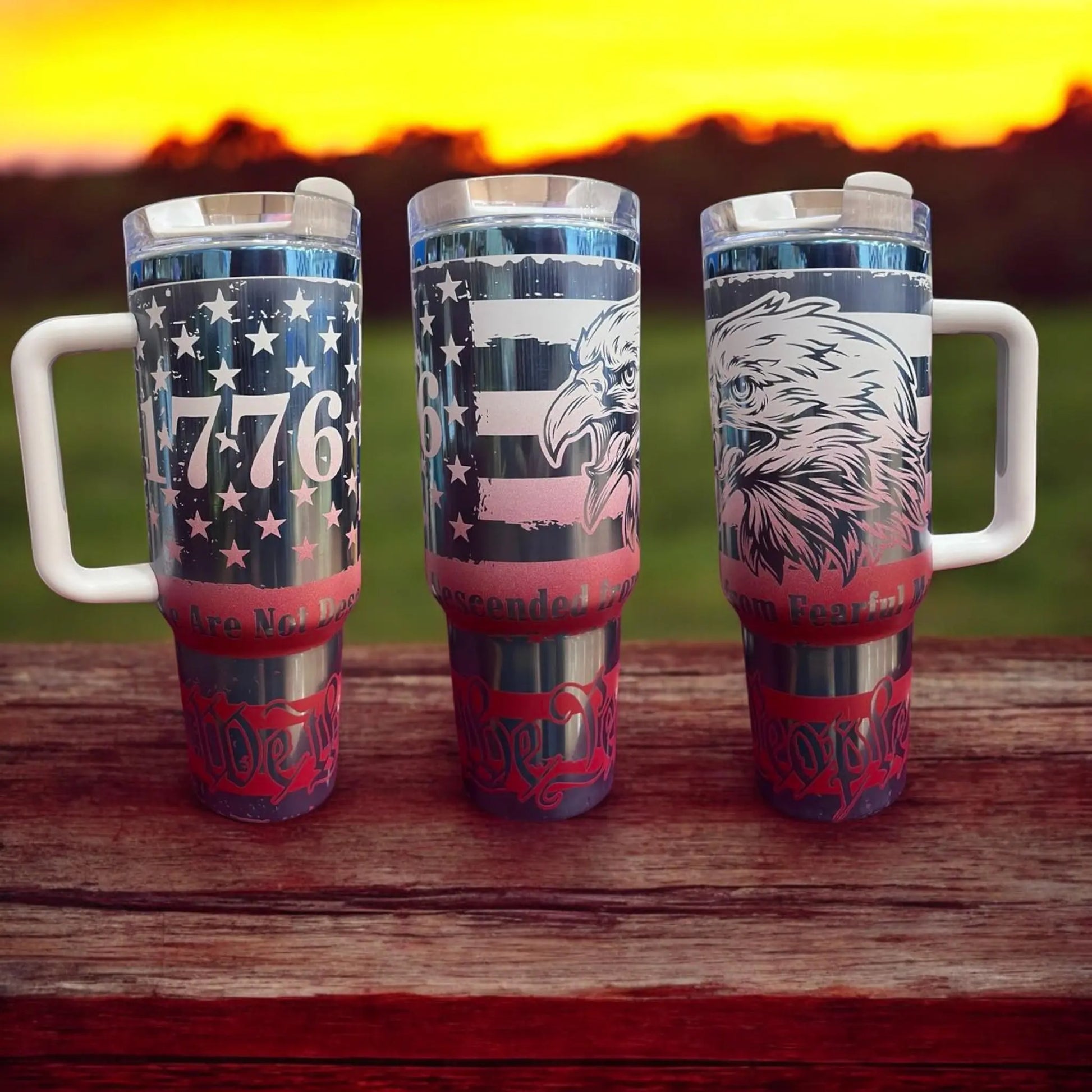American Tumbler 40oz: 1776 Eagle & Stars Patriotic Drinkware Handmadeohio