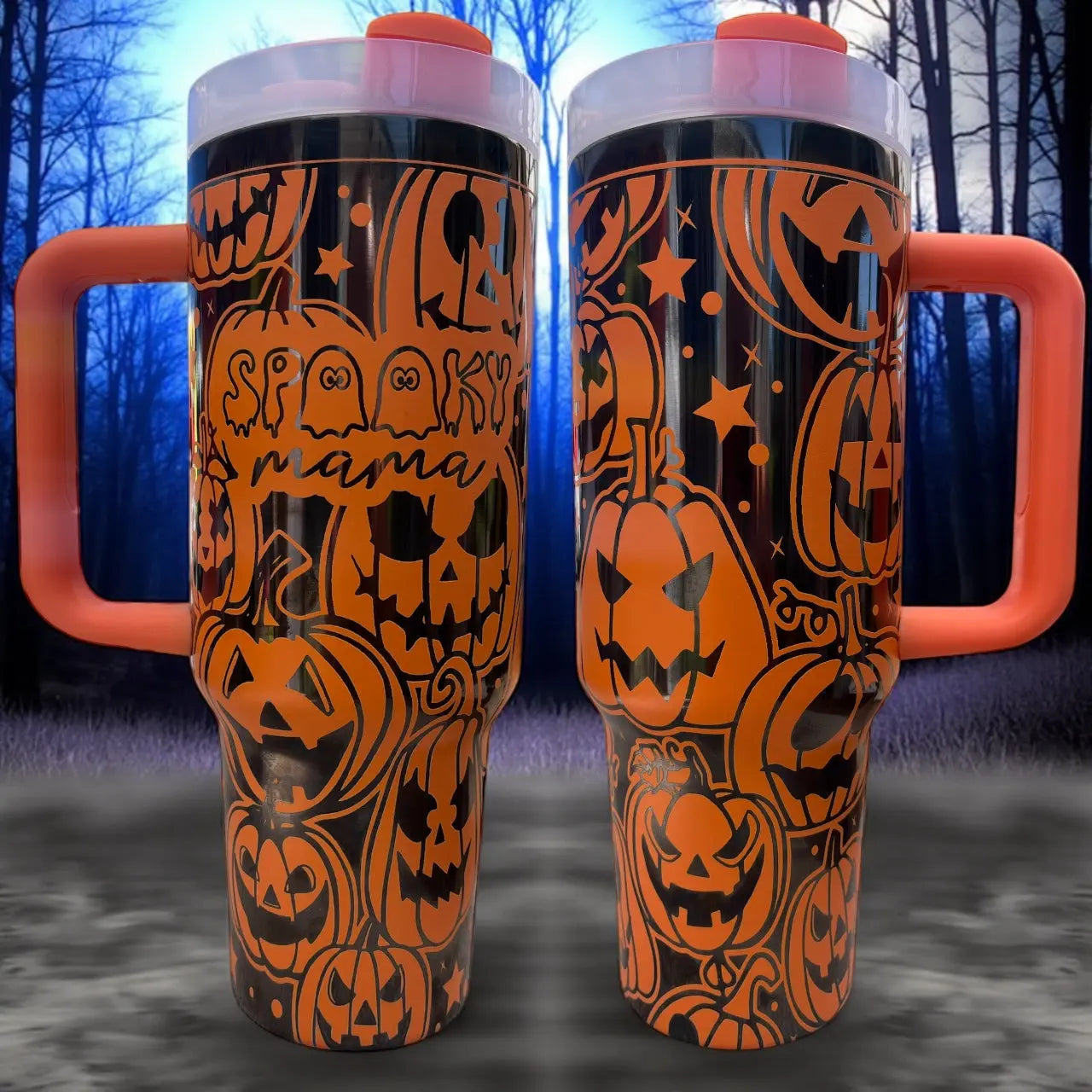 Spooky Mama 40oz Halloween Tumbler with Handle Handmadeohio