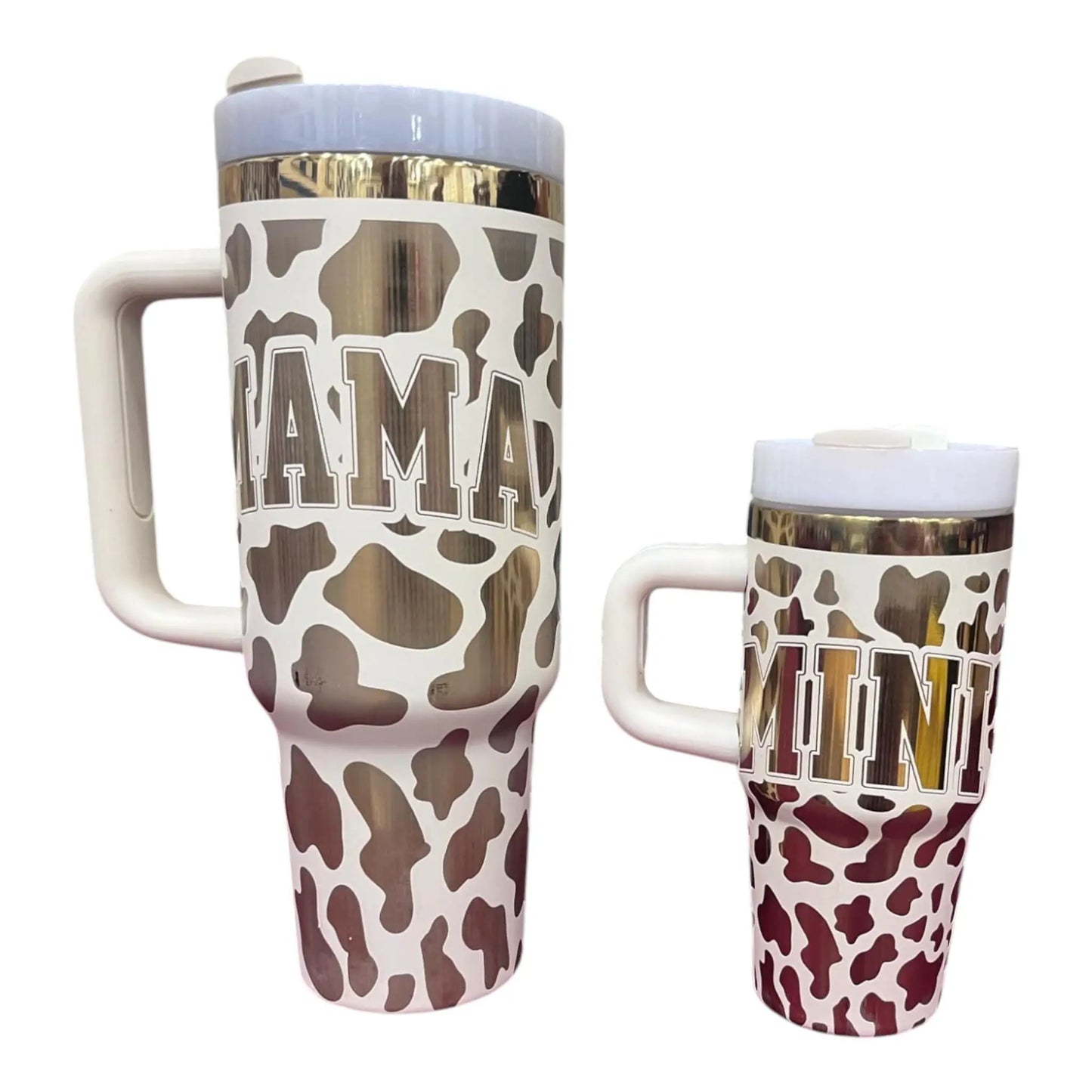 Mama & Mini Tumbler Set: Stainless Steel Cream Tumblers Handmadeohio