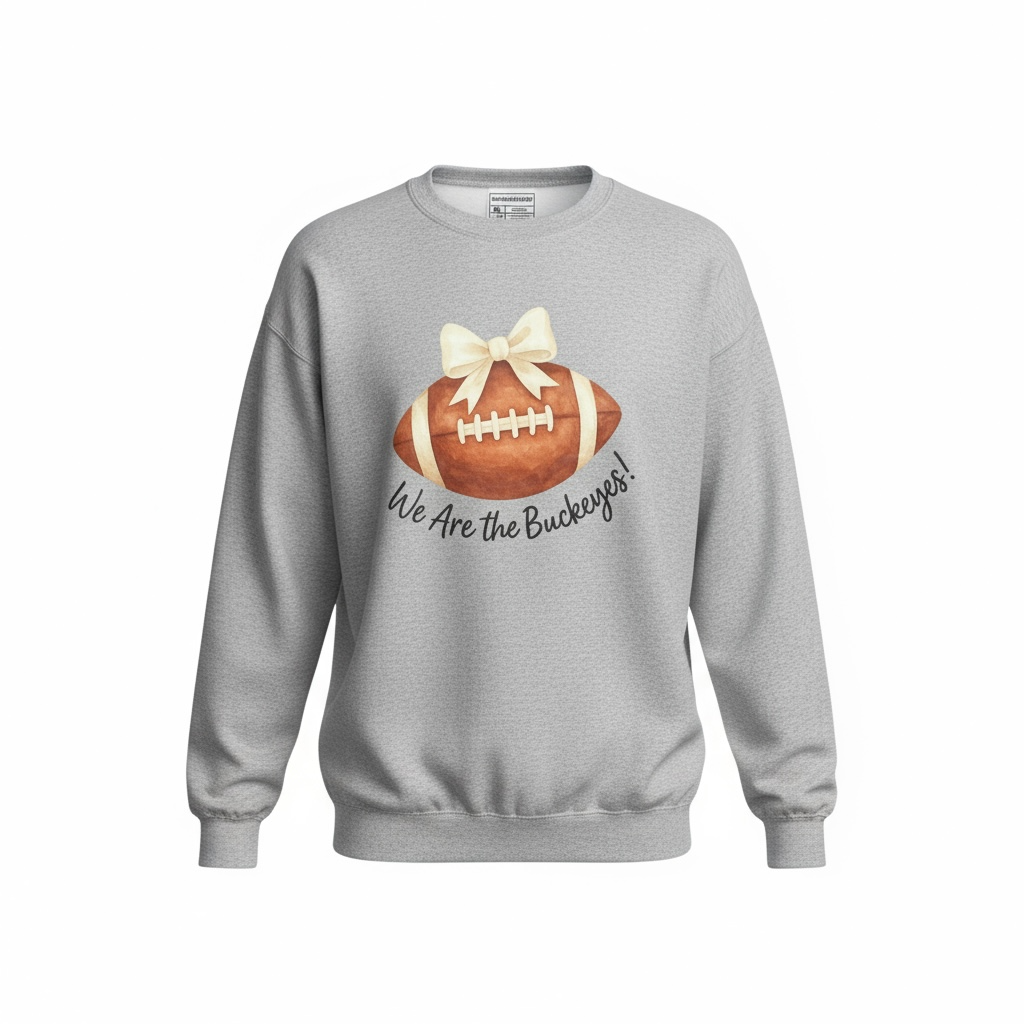 We Are the Buckeyes” Football Bow Crewneck Sweatshirt – Game Day Pullover in Multiple Colors