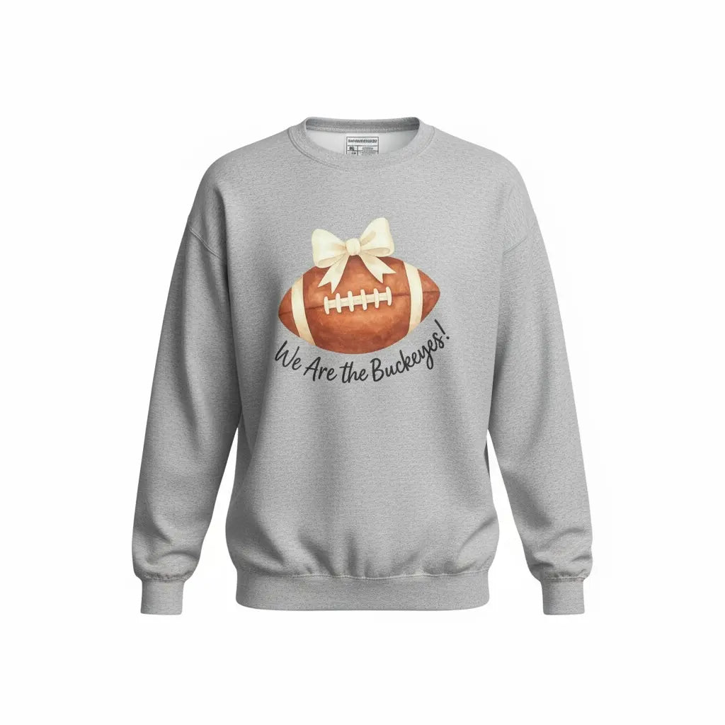 We Are the Buckeyes” Football Bow Crewneck Sweatshirt – Game Day Pullover in Multiple Colors Handmadeohio