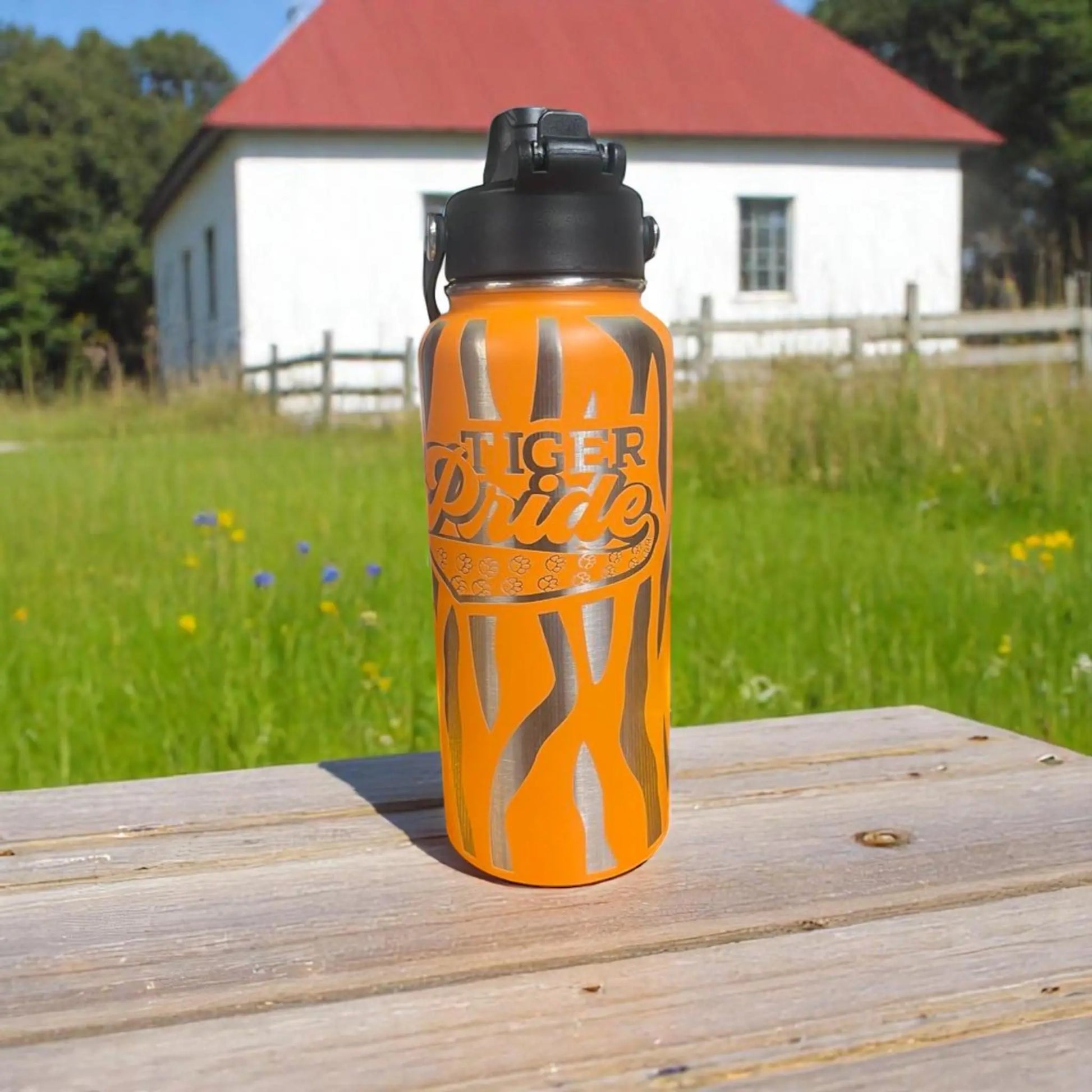 Tiger Pride Orange Water Jug: 32oz Sports Hydration Flask Handmadeohio