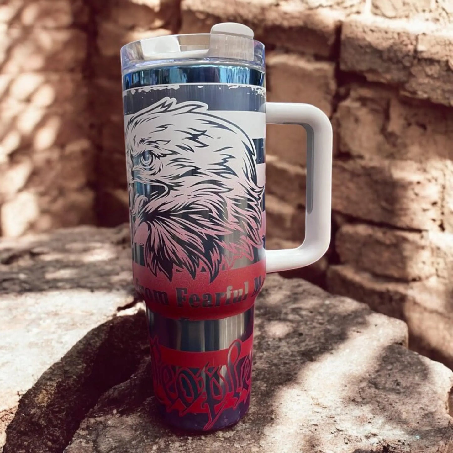 American Tumbler 40oz: 1776 Eagle & Stars Patriotic Drinkware Handmadeohio