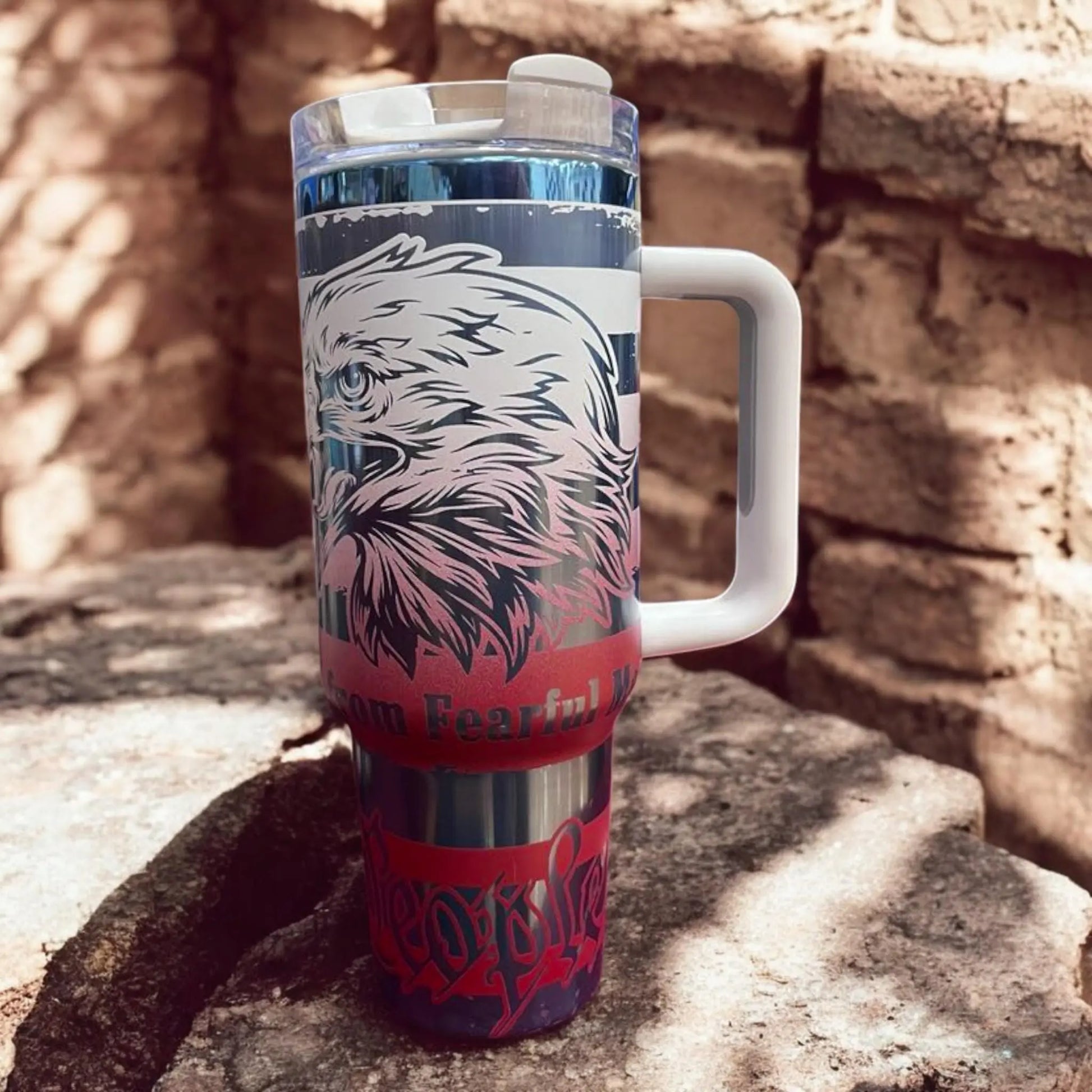 American Tumbler 40oz: 1776 Eagle & Stars Patriotic Drinkware Handmadeohio