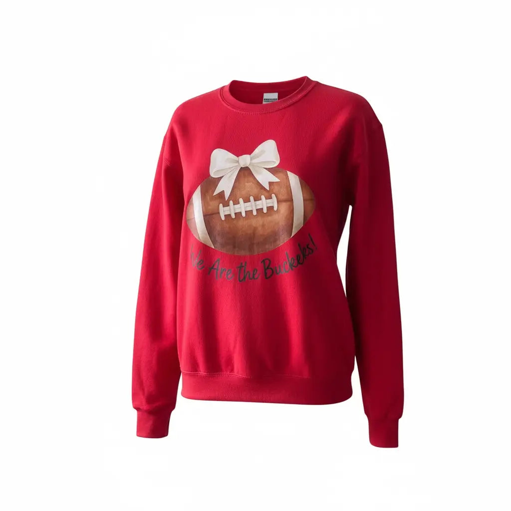 We Are the Buckeyes” Football Bow Crewneck Sweatshirt – Game Day Pullover in Multiple Colors Handmadeohio