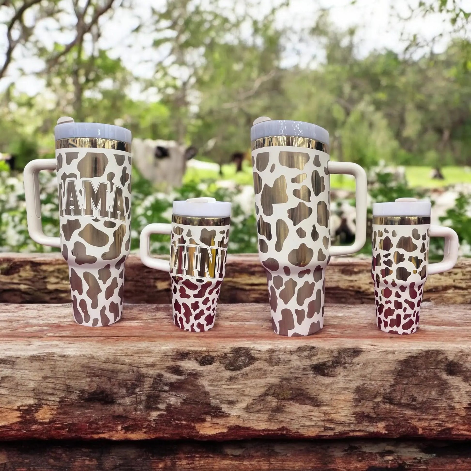 Mama & Mini Tumbler Set: Stainless Steel Cream Tumblers Handmadeohio