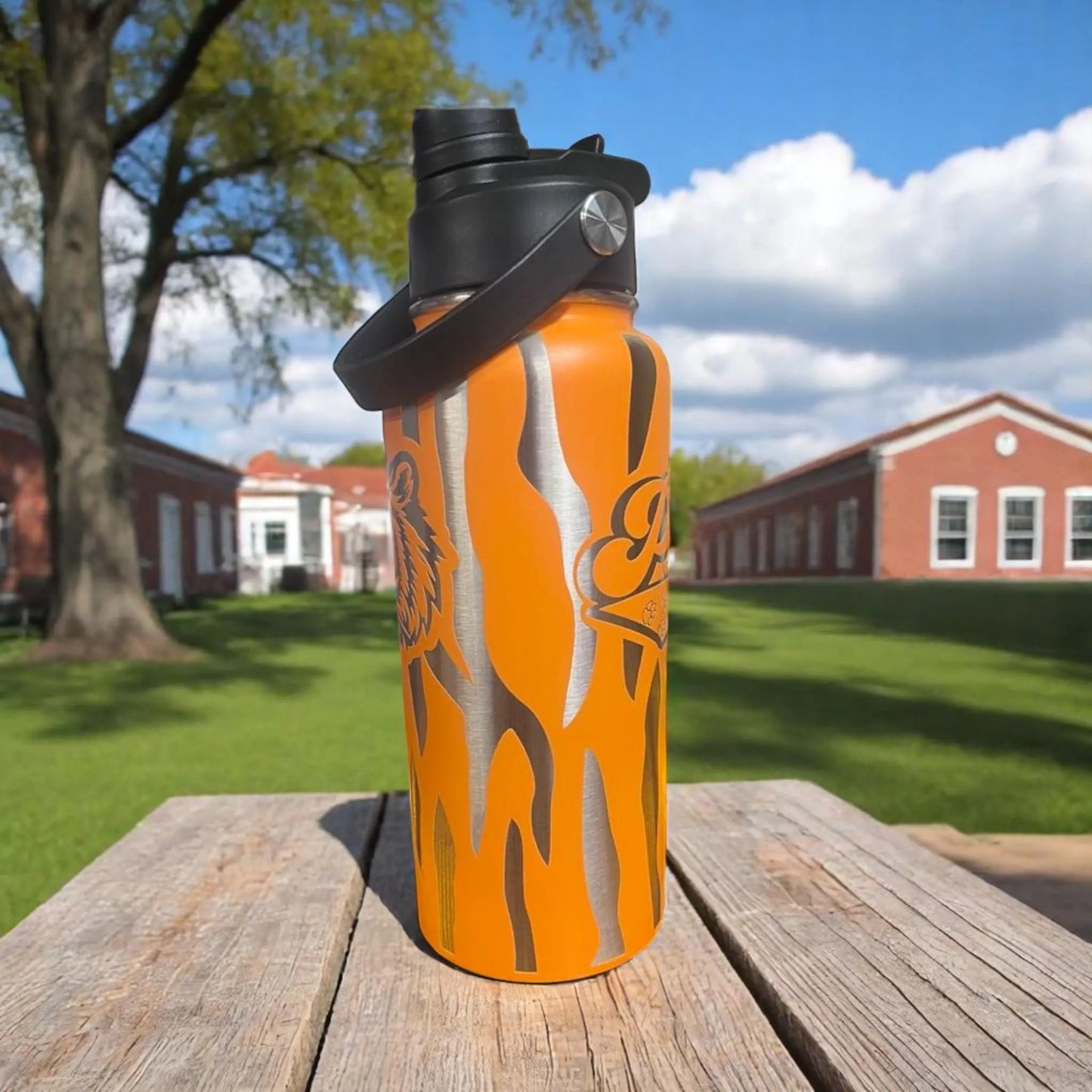 Tiger Pride Orange Water Jug: 32oz Sports Hydration Flask Handmadeohio