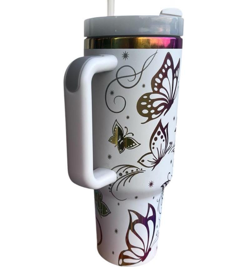Butterfly Tumbler: Laser-Engraved 40oz Insulated Stainless Steel