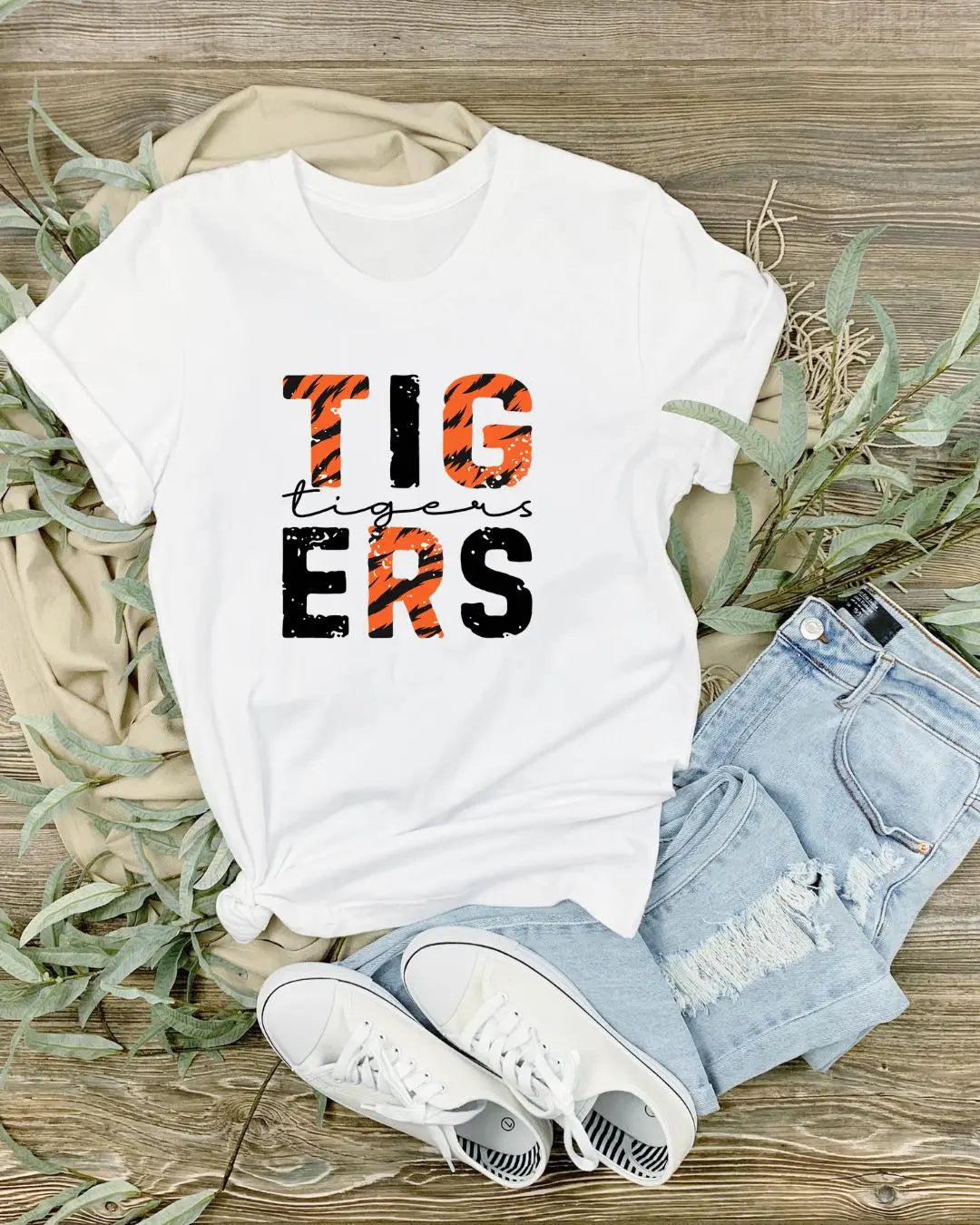 Tigers Spirit T-Shirt | Bold Tiger Stripe School Pride Tee Handmadeohio