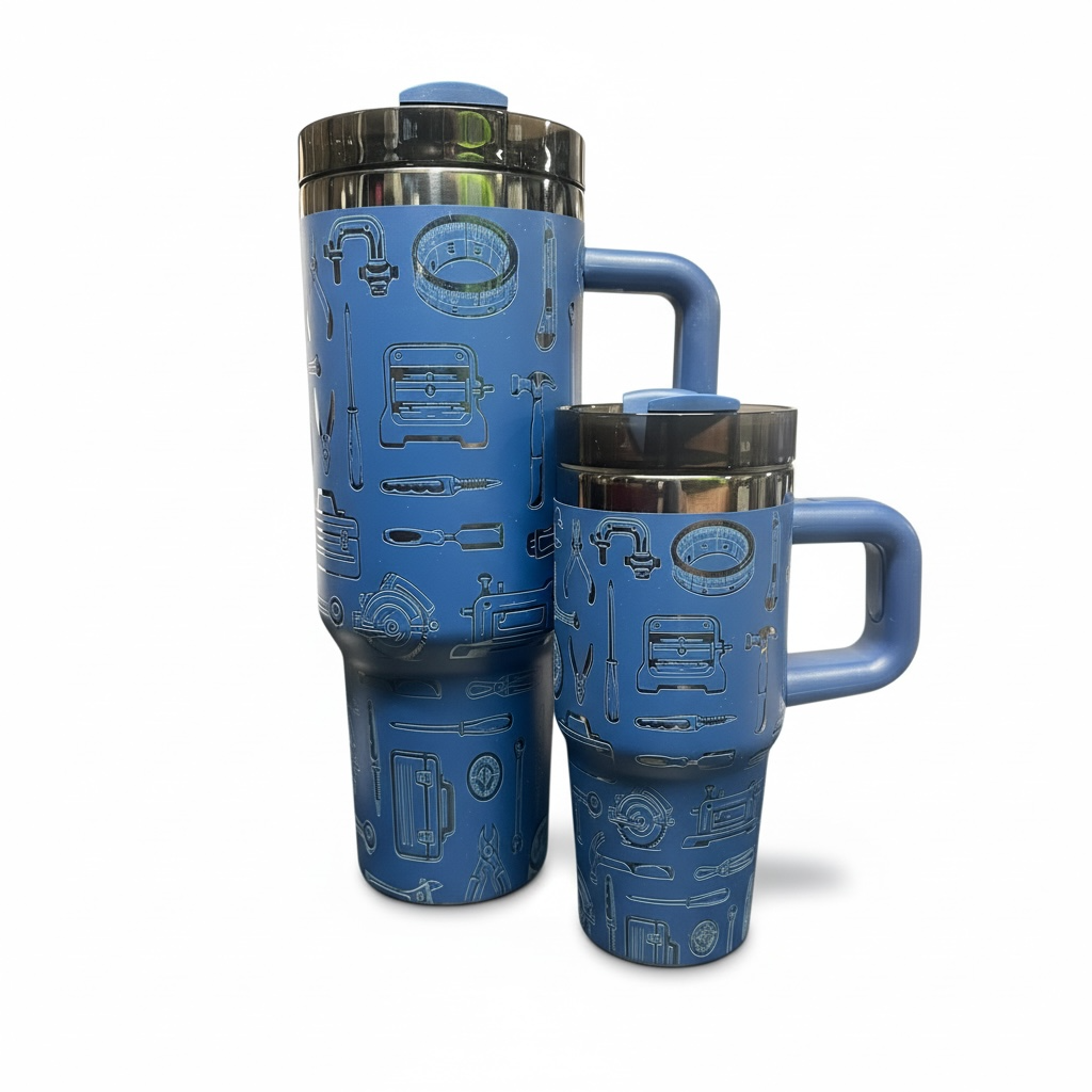 40oz + 14oz Matching Tumbler Set – “Mr Fixed It / Mr Broke It”