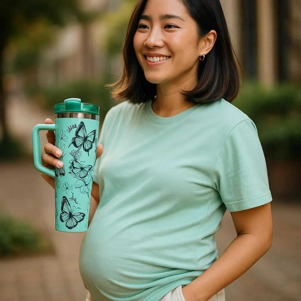 40oz Teal Mama Butterfly Tumbler, Personalized with Kids' Names, Unique Mother's Day Gift Handmadeohio