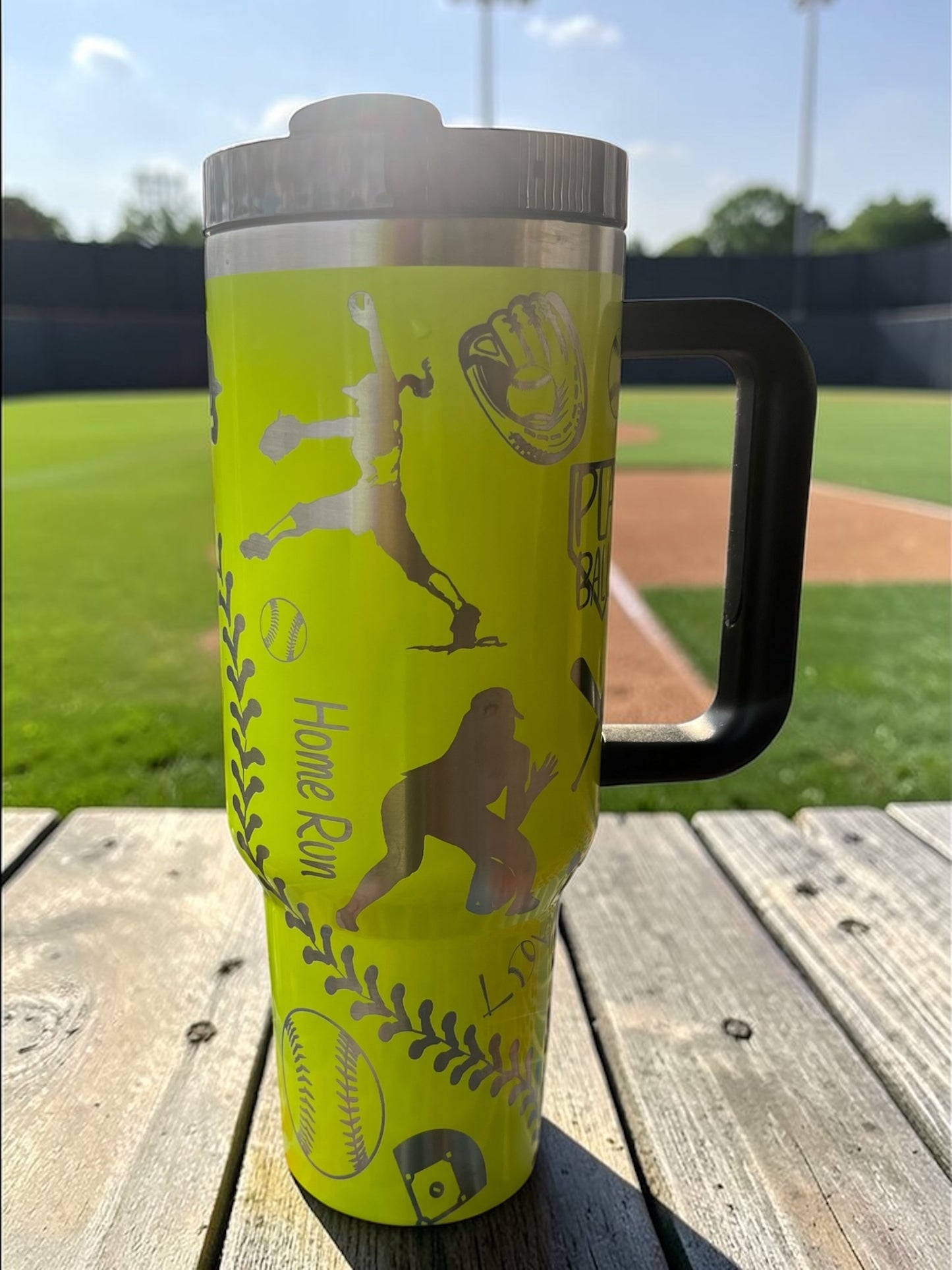 Softball Junkie Custom Laser Engraved Tumbler with Handle | Personalized Softball Gift Cup