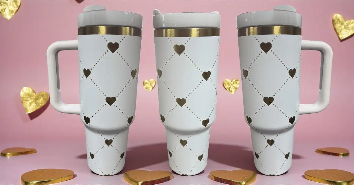 White & Gold Laser Engraved 40oz Tumbler Handmadeohio