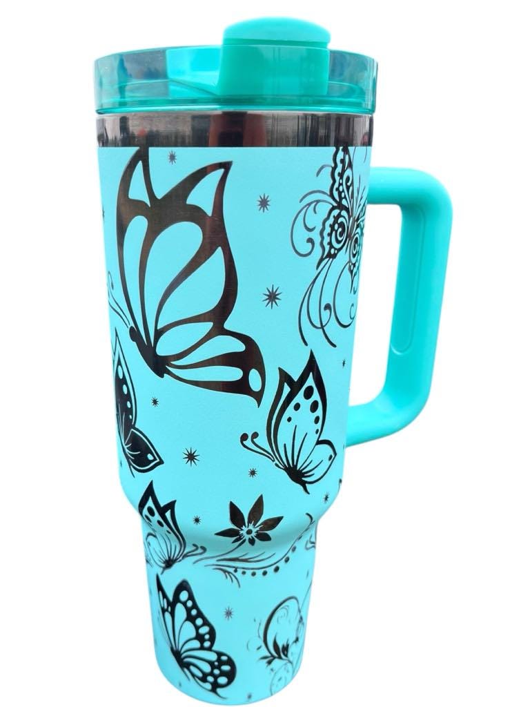 Butterfly Tumbler: Laser-Engraved 40oz Insulated Stainless Steel