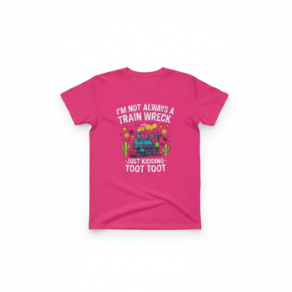 Train Wreck “Toot Toot” Graphic Tee – Funny Hot Pink Shirt