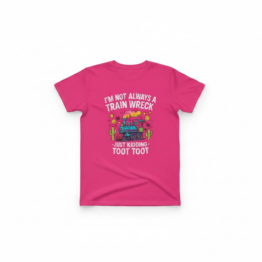 Train Wreck “Toot Toot” Graphic Tee – Funny Hot Pink Shirt